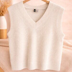 Cream Knit Sweater Vest